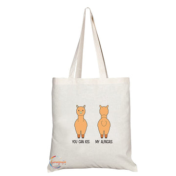 TB1490 You can Kiss my Alpacass Novelty Present Gift Printed Eco-Friendly Stylish Long Handled Tote Shoulder Bag