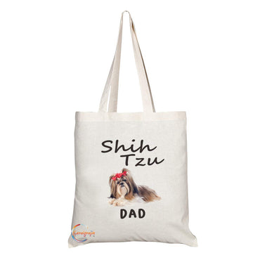 TB560 Shih Tzu DAD Novelty Present Gift Printed Eco-Friendly Stylish Long Handled Tote Shoulder Bag