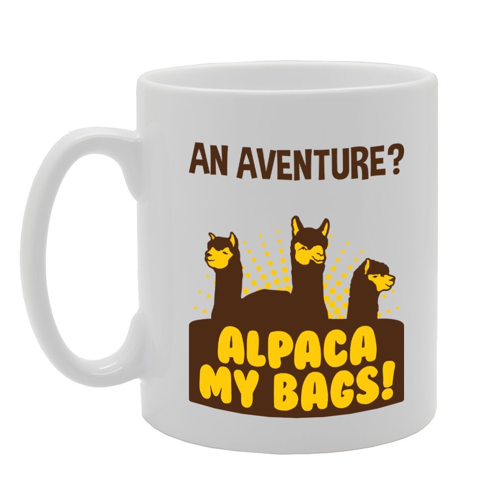 An Adventure? Alpaca My Bags   Printed Tea Coffee Ceramic  Mg3495 - Funny Printed Coffee Mug - Great Gift Idea