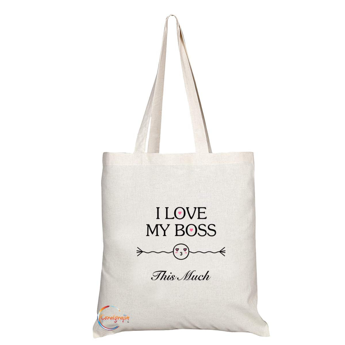 TB705 I Love My Boss This Much Novelty Present Gift Printed Eco-Friendly Stylish Long Handled Tote Shoulder Bag