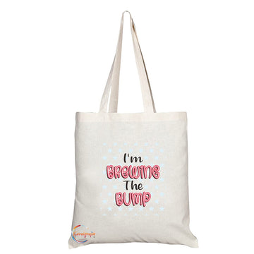 TB1287 I'm Brewing The BUMP Novelty Present Gift Printed Eco-Friendly Stylish Long Handled Tote Shoulder Bag