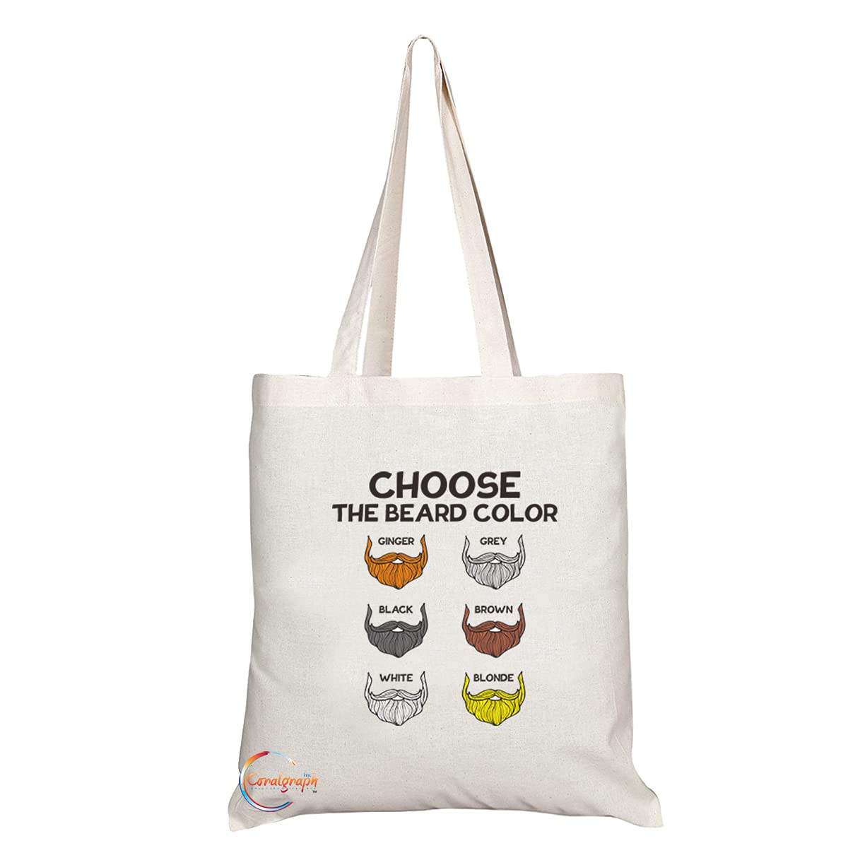 TB1106 Choose The Beard Color Novelty Present Gift Printed Eco-Friendly Stylish Long Handled Tote Shoulder Bag
