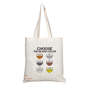 TB1106 Choose The Beard Color Novelty Present Gift Printed Eco-Friendly Stylish Long Handled Tote Shoulder Bag