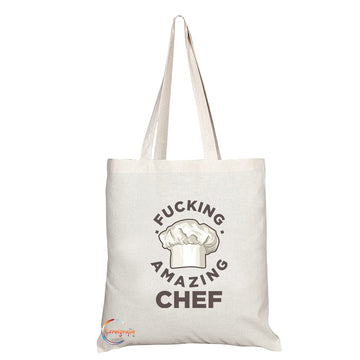 TB1232 F**king Amazing Chef Novelty Present Gift Printed Eco-Friendly Stylish Long Handled Tote Shoulder Bag
