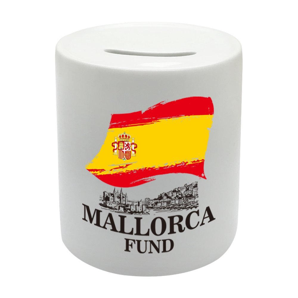 BS076 MALLORCA FUND Novelty Gift Printed Ceramic Piggy Bank Money Saving Box