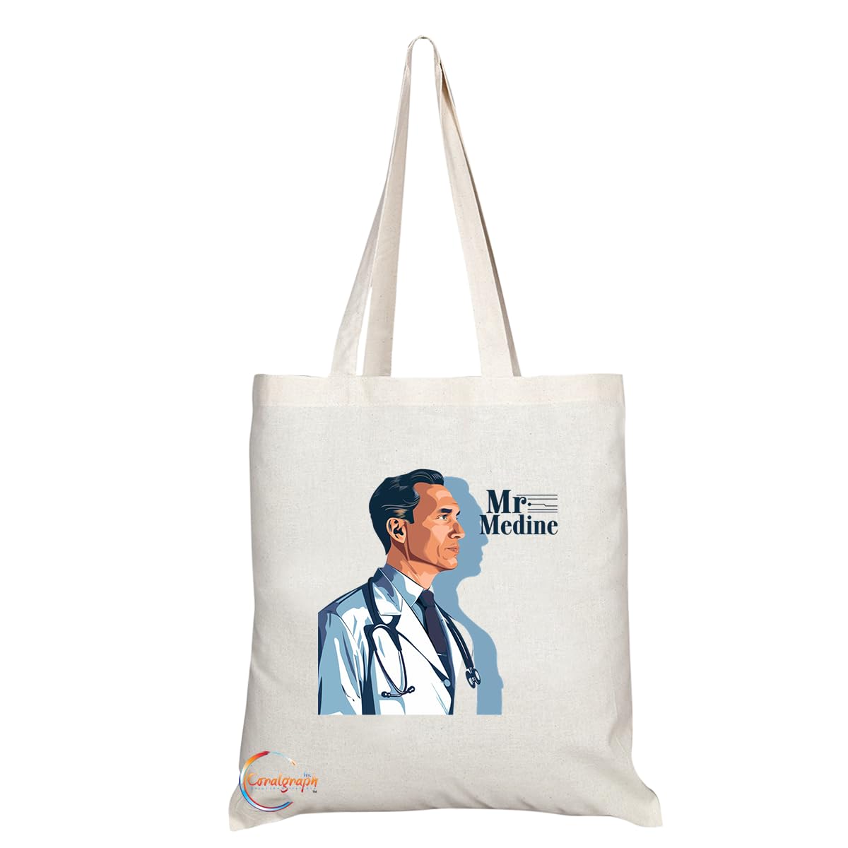 TB1763 Mr Medicine Tote Bag - Great for Doctors, Medical Professionals, Healthcare Workers - Sustainable, Stylish, Long Handled, Durable and Reusable
