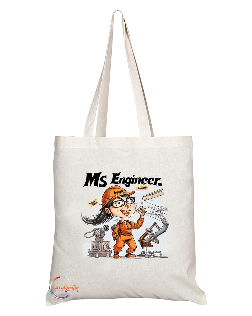 TB1840 Ms Engineer Tote Bag - Gift for Female Engineers, STEM Professionals, Tech Enthusiasts - Durable, Stylish, Eco-Friendly, Reusable, Spacious, and Lightweight