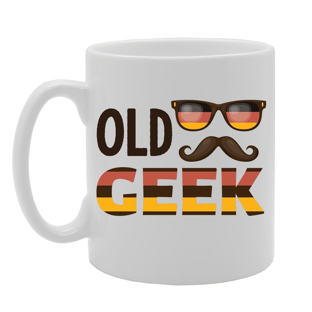 Geeky - Old Geek   Printed Tea Coffee Ceramic  Mg3857 - Funny Printed Coffee Mug - Great Gift Idea