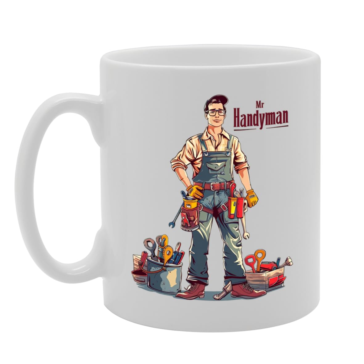 Mr Handyman  - Ideal For Diy Enthusiasts And Home Repair Experts, 11Oz Ceramic Coffee  For Handymen And Tool Lovers Mg5923 - Funny Printed Coffee Mug - Great Gift Idea