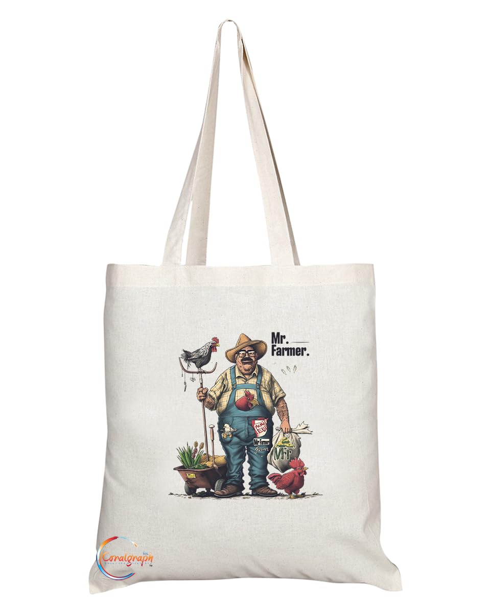 TB1861 Mr Farmer Tote Bag - Gift for Farmers, Agricultural Workers, Farming Enthusiasts - Durable, Stylish, Eco-Friendly, Reusable, Spacious, and Lightweight