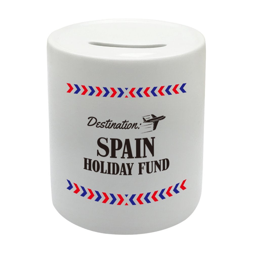 BS024 SPAIN HOLIDAY FUND Novelty Gift Printed Ceramic Piggy Bank Money Saving Box