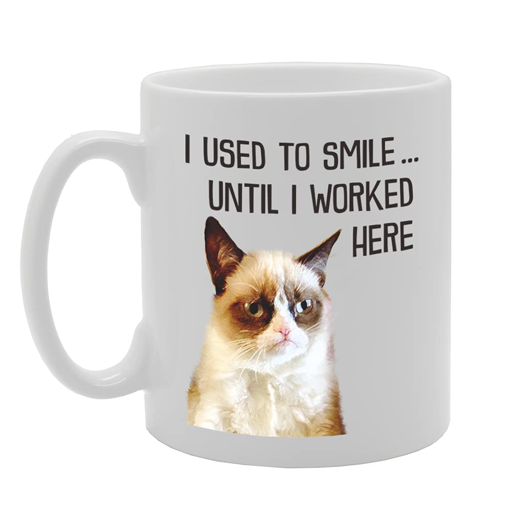 I Used To Smile Until I Worked Here   Printed Tea Coffee Ceramic  Mg5150 - Funny Printed Coffee Mug - Great Gift Idea