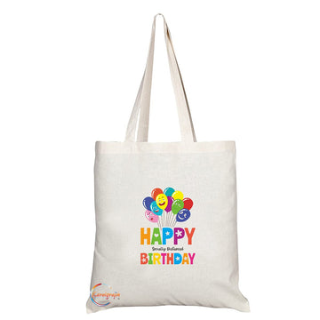 TB1415 Happy Socially Distanced Birthday Novelty Present Gift Printed Eco-Friendly Stylish Long Handled Tote Shoulder Bag