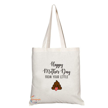 TB733 Happy Mother Day From Your Little Poo Novelty Present Gift Printed Eco-Friendly Stylish Long Handled Tote Shoulder Bag