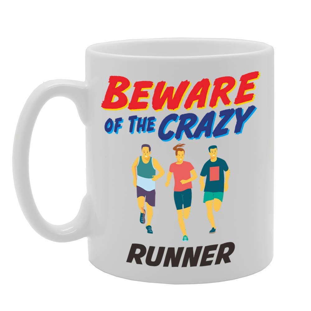 Beware Of The Crazy Runner   Printed Tea Coffee Ceramic  Mg5050 - Funny Printed Coffee Mug - Great Gift Idea