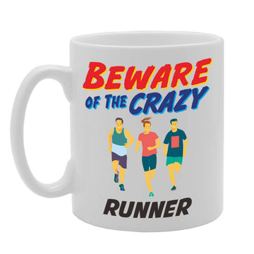 Beware Of The Crazy Runner   Printed Tea Coffee Ceramic  Mg5050 - Funny Printed Coffee Mug - Great Gift Idea
