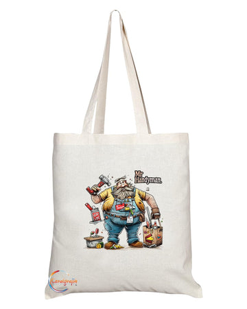 TB1956 Mr Handyman Souvenir Tote Bag - Depicting a Skilled Handyman with Tools - Memory Keepsake for DIY and Repair Enthusiasts - Mr Handyman Memorabilia