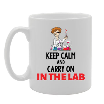 Geeky - Keep Calm And Carry On In The Lab   Printed Tea Coffee Ceramic  Mg3864 - Funny Printed Coffee Mug - Great Gift Idea