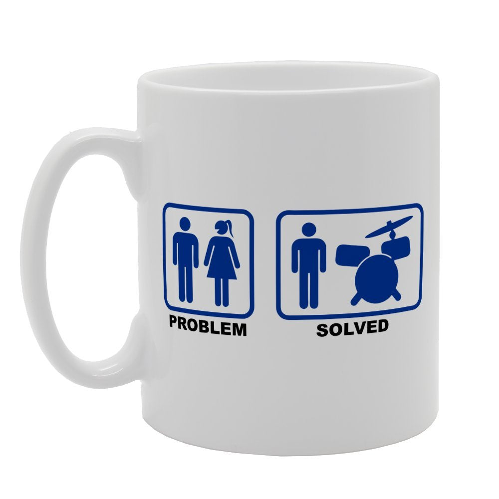 Problem Solved Couple And Drum Dj   Printed Tea Coffee  Mg1662 - Funny Printed Coffee Mug - Great Gift Idea