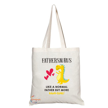 TB1194 Fathersaurus Like a Normal Father but more Rawr-some Novelty Present Gift Printed Eco-Friendly Stylish Long Handled Tote Shoulder Bag