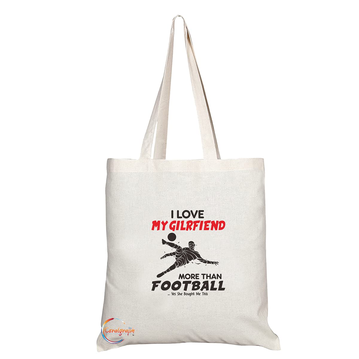 TB1314 I Love my Girlfriend more than Football .. Yes She bought me This Tea Novelty Present Gift Printed Eco-Friendly Stylish Long Handled Tote Shoulder Bag