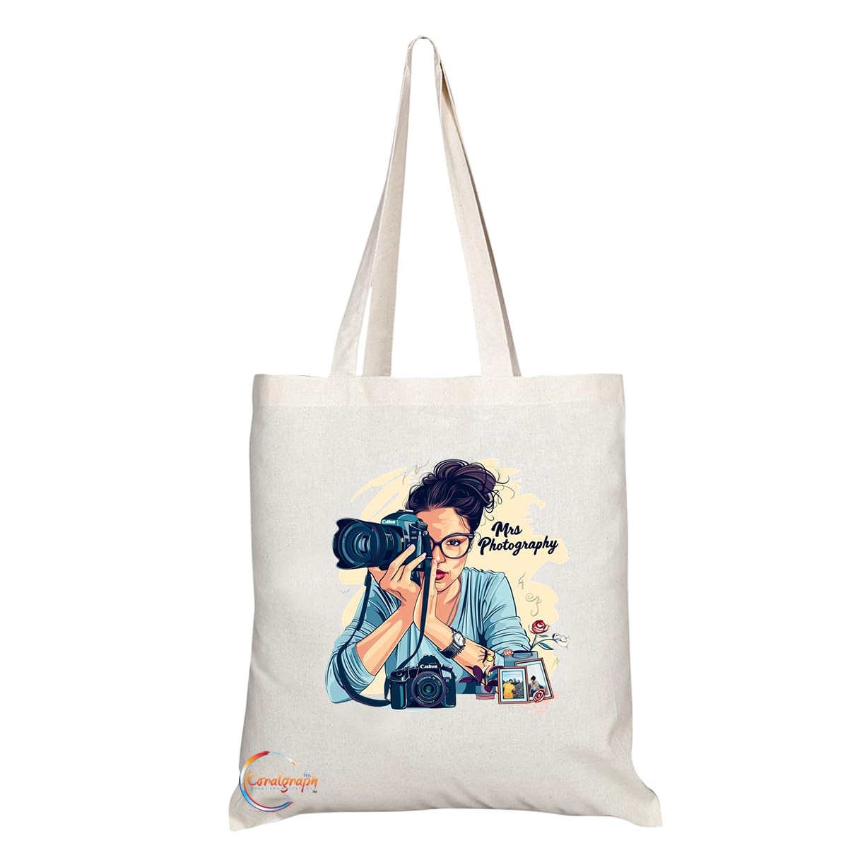 TB1775 Mrs Photography Tote Bag - Great for Female Photographers, Photography Enthusiasts, Artists - Sustainable, Stylish, Long Handled, Durable and Reusable