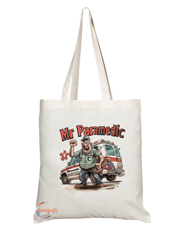 TB1891 Mr Paramedic Tote Bag - Gift for Paramedics, EMTs, First Responders - Durable, Stylish, Eco-Friendly, Reusable, Spacious, and Lightweight