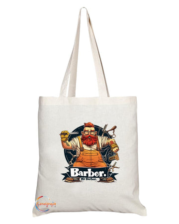 TB1958 Mr Barber Souvenir Tote Bag - Depicting a Skilled Barber with Classic Tools - Memory Keepsake for Hairdressing Enthusiasts - Mr Barber Memorabilia