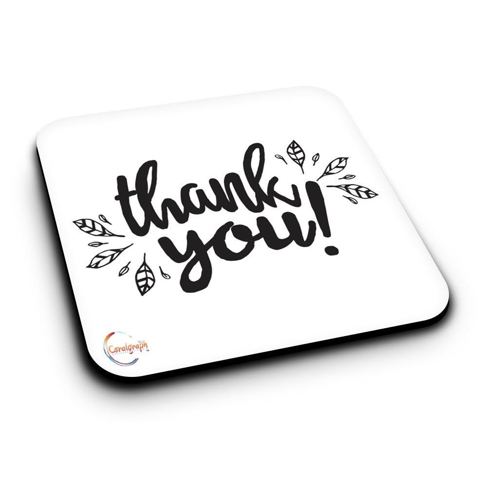 ER101 Thank You! Novelty Present Gift Printed MDF Wooden Coaster
