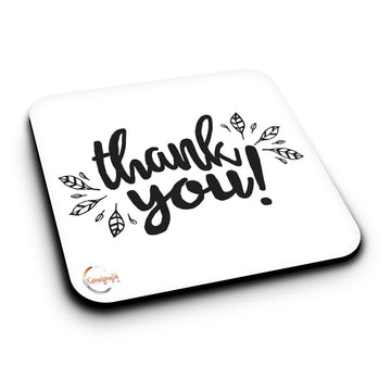 ER101 Thank You! Novelty Present Gift Printed MDF Wooden Coaster