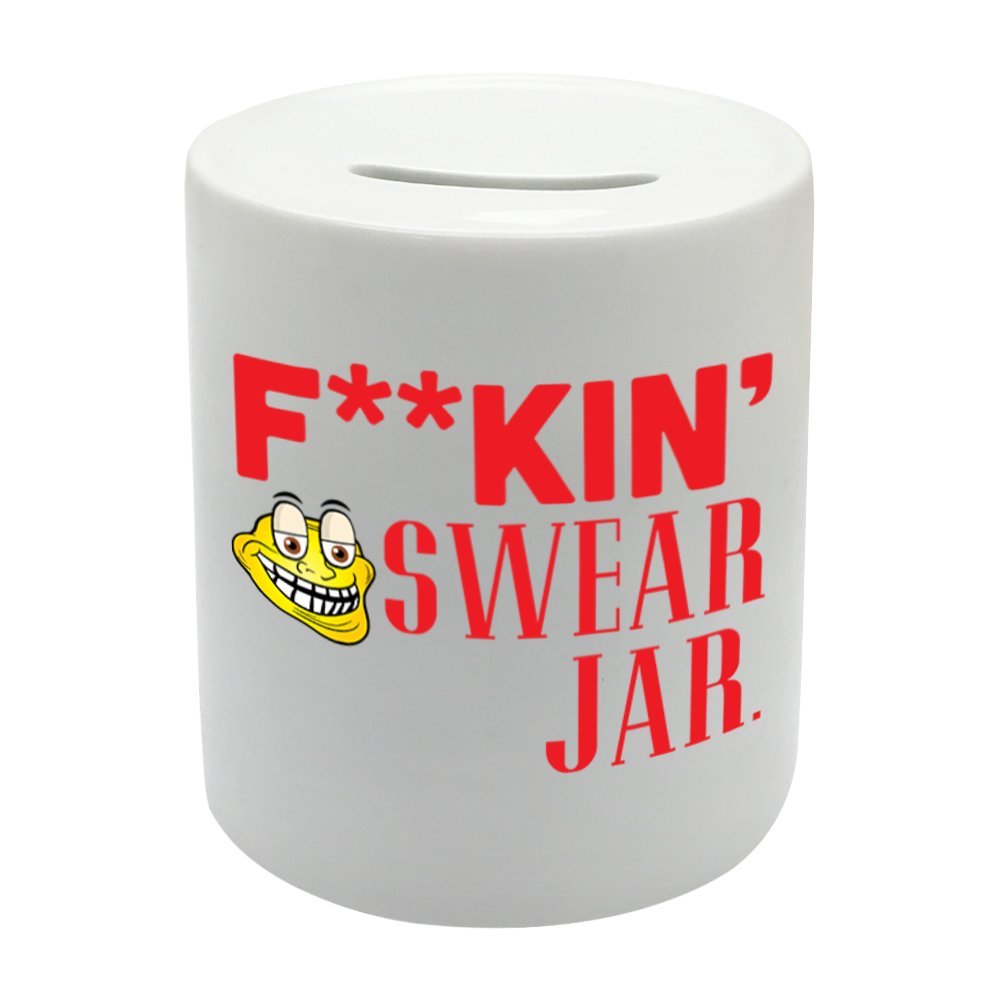 BS043 F**KING SWEAR JAR Novelty Gift Printed Ceramic Piggy Bank Money Saving Box