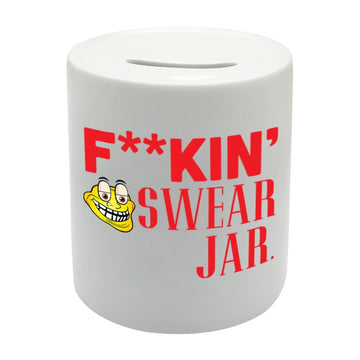 BS043 F**KING SWEAR JAR Novelty Gift Printed Ceramic Piggy Bank Money Saving Box