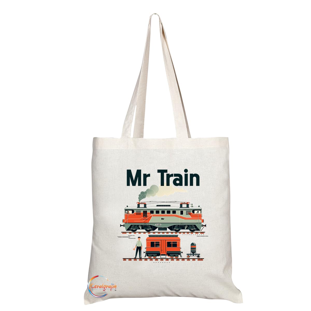 TB1714 Mr Train Spotter Tote Bag - Great for Train Enthusiasts, Railfans, Hobbyists - Sustainable, Stylish, Long Handled, Durable and Reusable