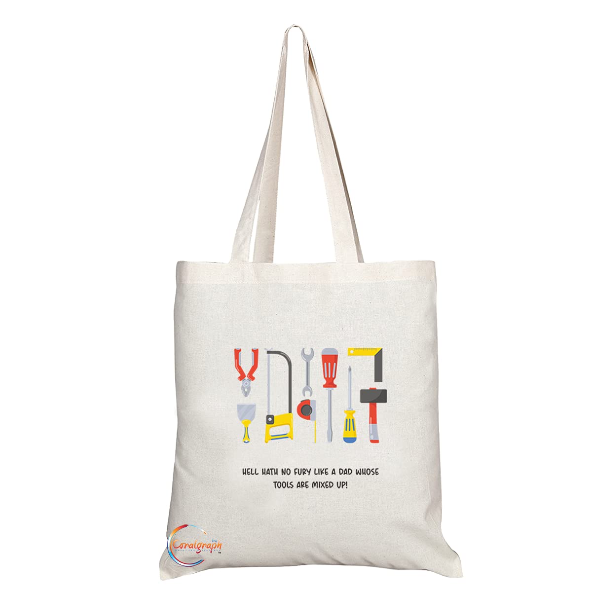 TB1268 Hell Hath no Fury Like a Dad Whose Tools are Mixed Up! Novelty Present Gift Printed Eco-Friendly Stylish Long Handled Tote Shoulder Bag