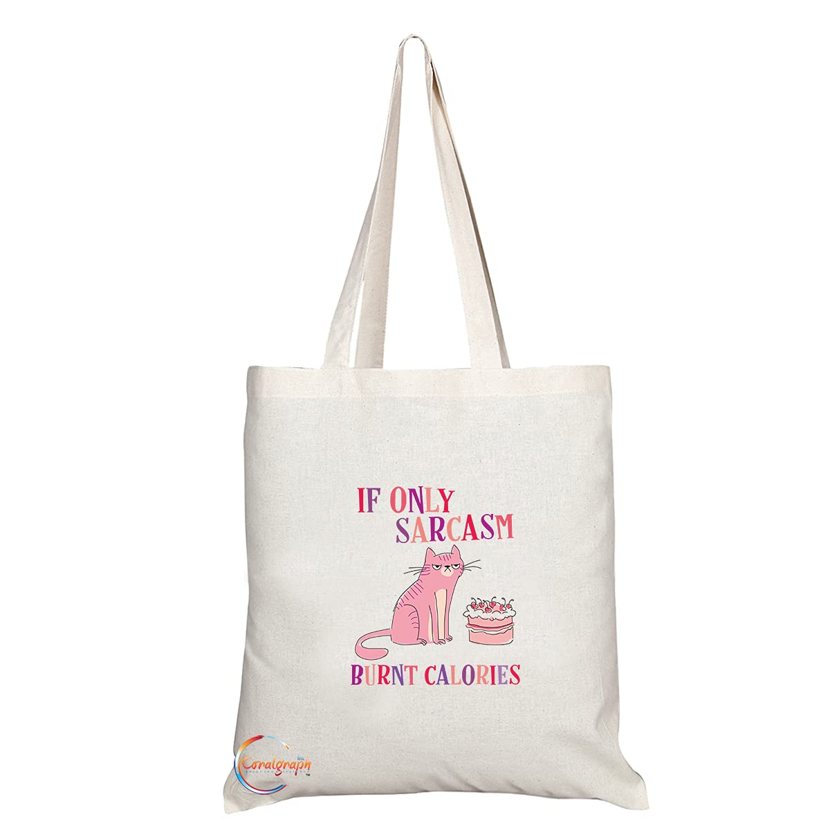 TB1306 If Only Sarcasm Burnt Calories Tea Novelty Present Gift Printed Eco-Friendly Stylish Long Handled Tote Shoulder Bag