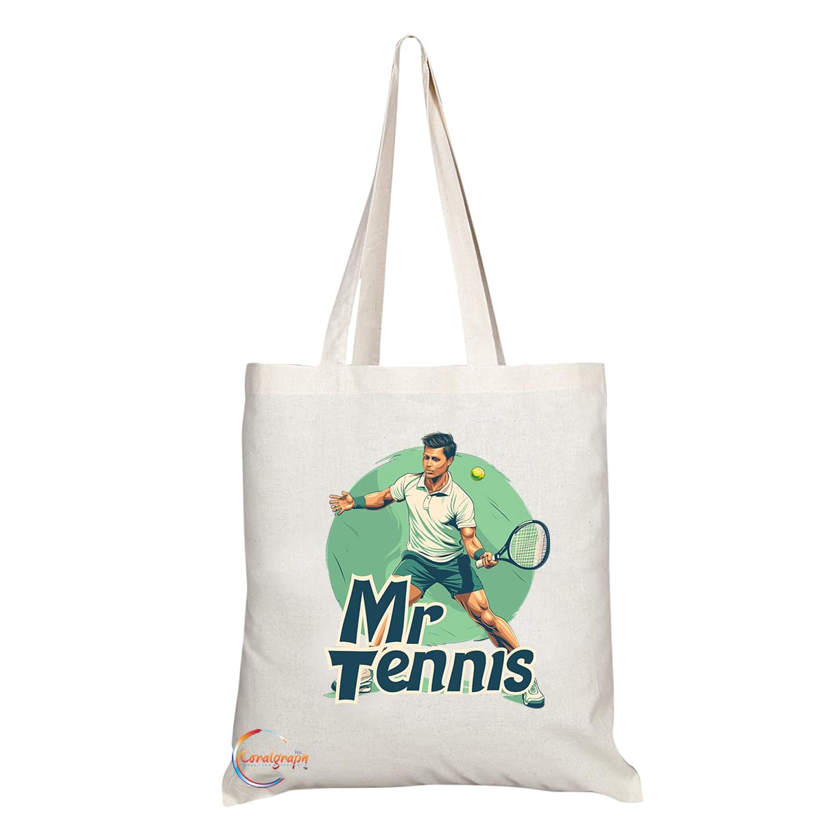 TB1731 Mr Tennis Tote Bag - Ideal for Tennis Players, Sports Enthusiasts, Fans - Sustainable, Stylish, Long Handled, Durable and Reusable
