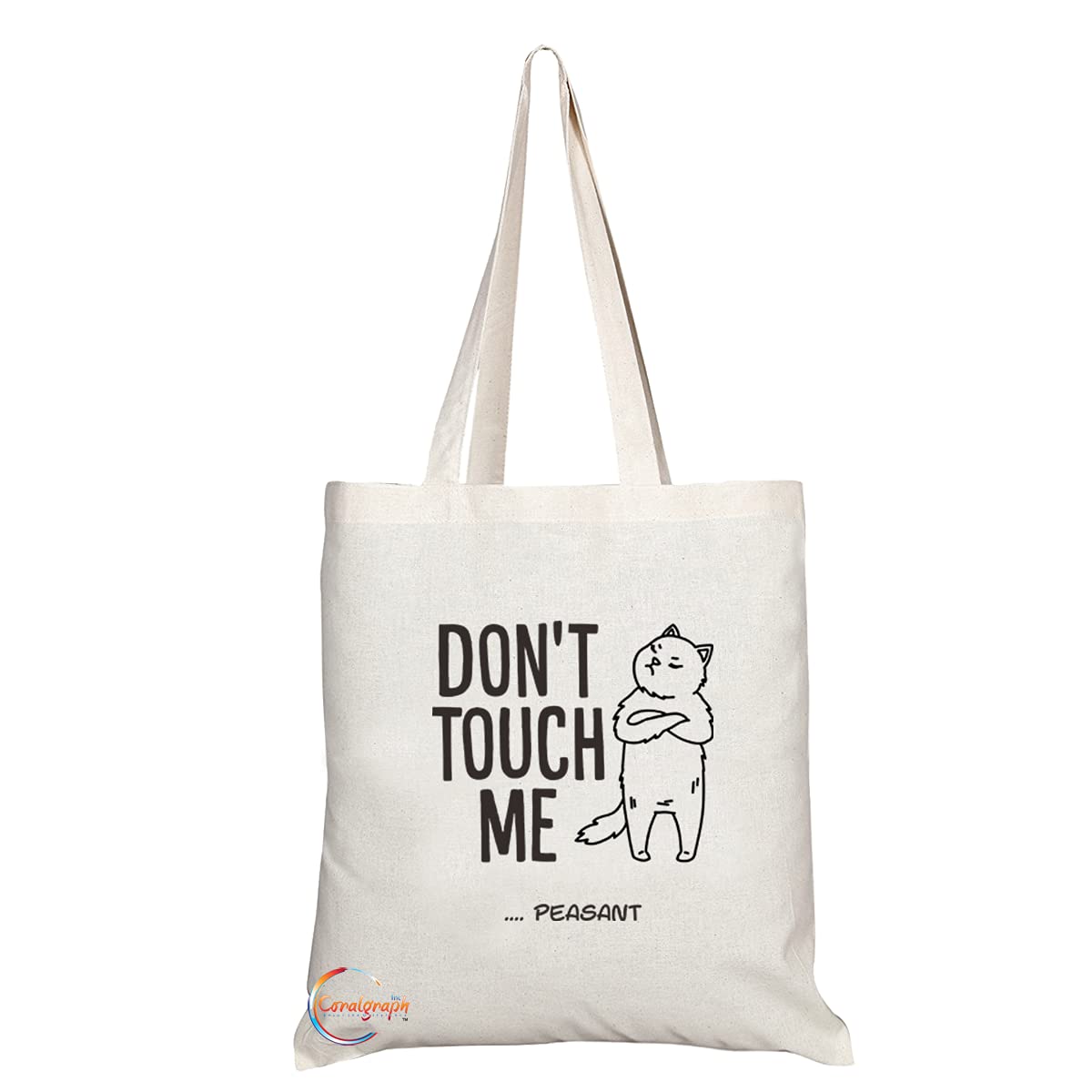 TB1222 Dont Touch Me Peasant Novelty Present Gift Printed Eco-Friendly Stylish Long Handled Tote Shoulder Bag