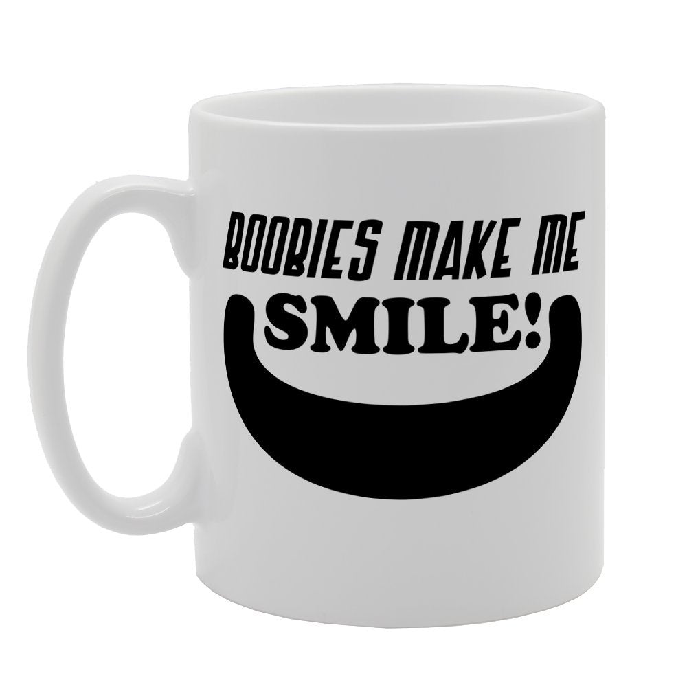 Boobies Make Me Smile   Printed Tea Coffee Ceramic  Mg1401 - Funny Printed Coffee Mug - Great Gift Idea