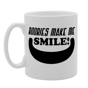 Boobies Make Me Smile   Printed Tea Coffee Ceramic  Mg1401 - Funny Printed Coffee Mug - Great Gift Idea