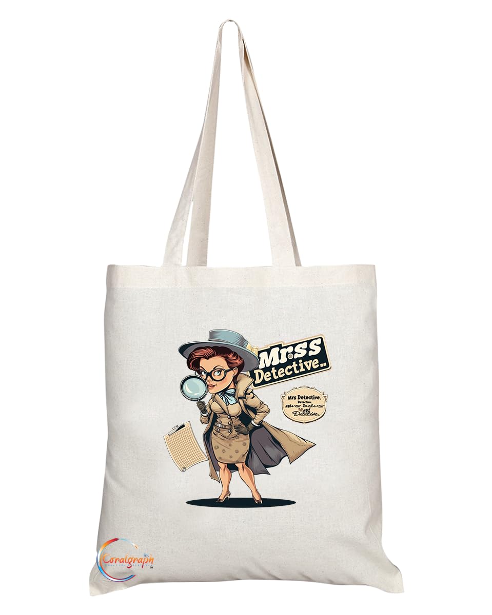 TB1878 Mrs Detective Tote Bag - Gift for Female Detectives, Investigators, Crime Enthusiasts - Durable, Stylish, Eco-Friendly, Reusable, Spacious, and Lightweight