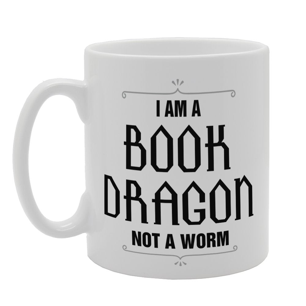 I'M A Book Dragon Not A Worm   Printed Tea Coffee Ceramic  Mg3272 - Funny Printed Coffee Mug - Great Gift Idea