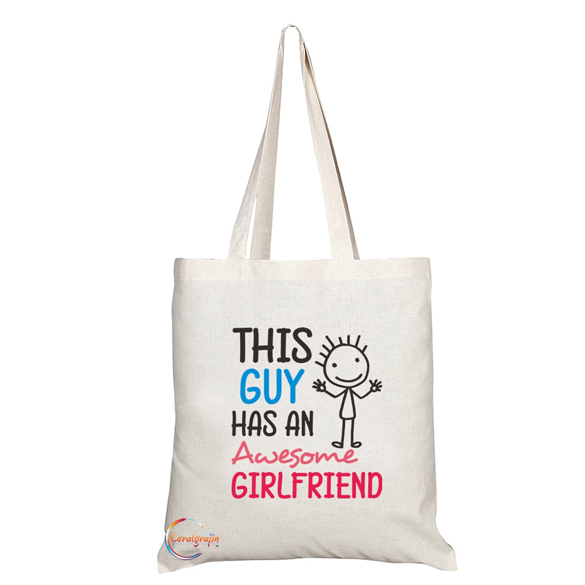 TB1218 This Guy ha an Awesome Girlfriend Novelty Present Gift Printed Eco-Friendly Stylish Long Handled Tote Shoulder Bag