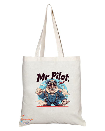 TB1843 Mr Pilot Tote Bag - Gift for Pilots, Aviators, Flight Enthusiasts - Durable, Stylish, Eco-Friendly, Reusable, Spacious, and Lightweight