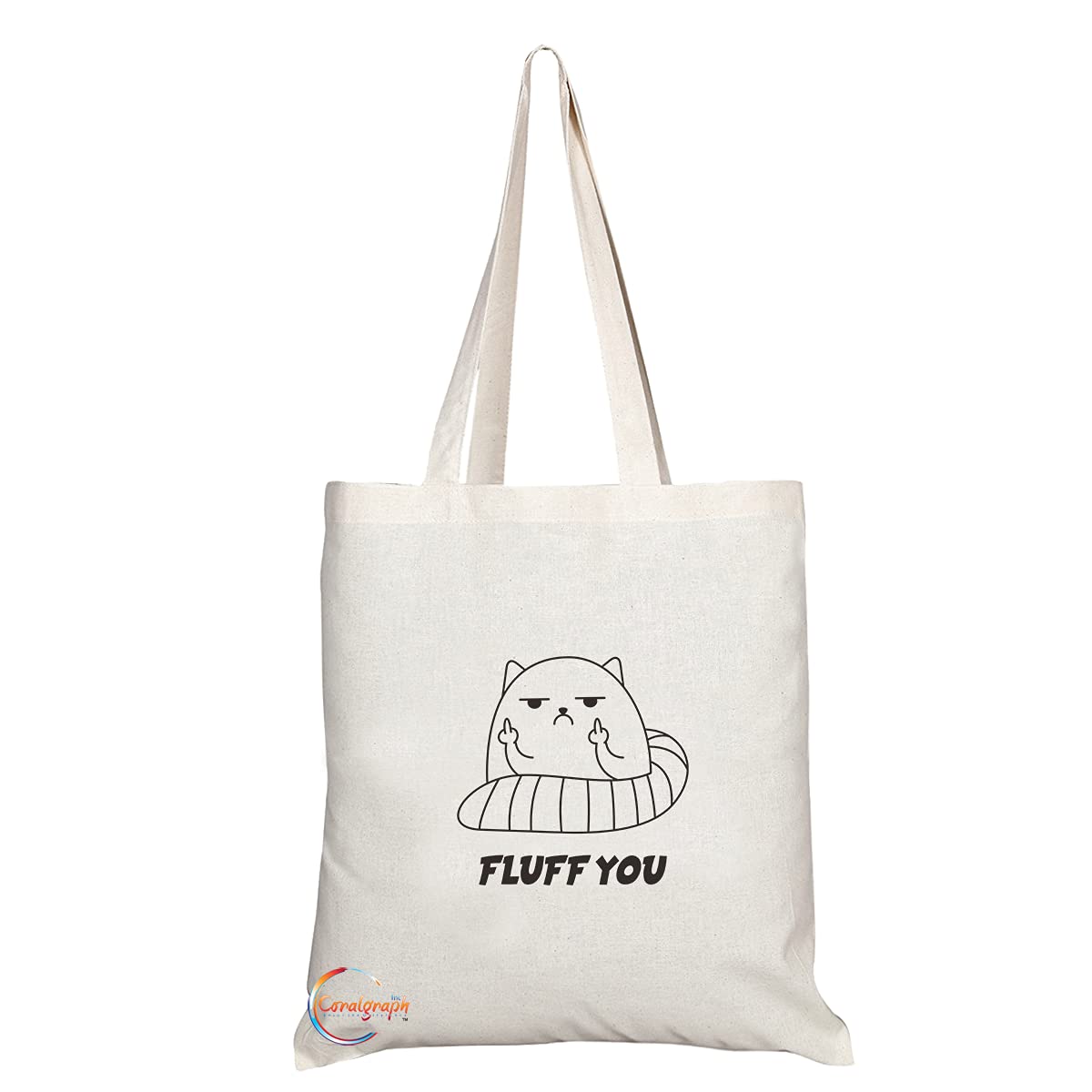 TB1358 Fluff You Tea Novelty Present Gift Printed Eco-Friendly Stylish Long Handled Tote Shoulder Bag