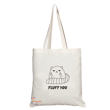 TB1358 Fluff You Tea Novelty Present Gift Printed Eco-Friendly Stylish Long Handled Tote Shoulder Bag