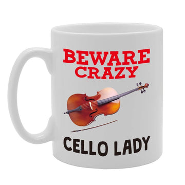 Beware Crazy Cello Lady   Printed Tea Coffee Ceramic  Mg4376 - Funny Printed Coffee Mug - Great Gift Idea