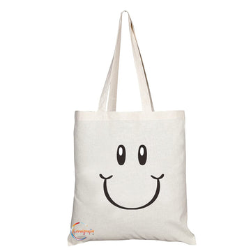 TB1234 Mr Smile Novelty Present Gift Printed Eco-Friendly Stylish Long Handled Tote Shoulder Bag