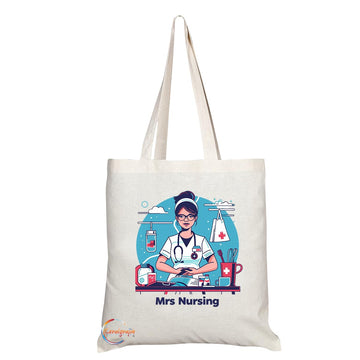 TB1771 Mrs Nursing Tote Bag - Great for Nurses, Healthcare Workers, Medical Staff - Sustainable, Stylish, Long Handled, Durable and Reusable