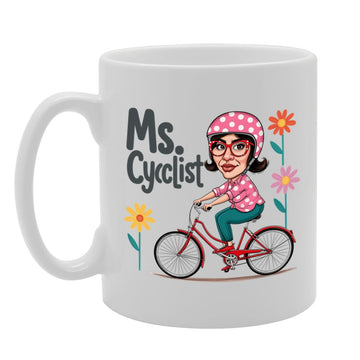Ms Cyclist Souvenir  – Depicting An Adventurous Cyclist Exploring Scenic Routes – Memory Keepsake For Cycling Enthusiasts – Ms Cyclist Memorabilia Mg6261 - Funny Printed Coffee Mug - Great Gift Idea