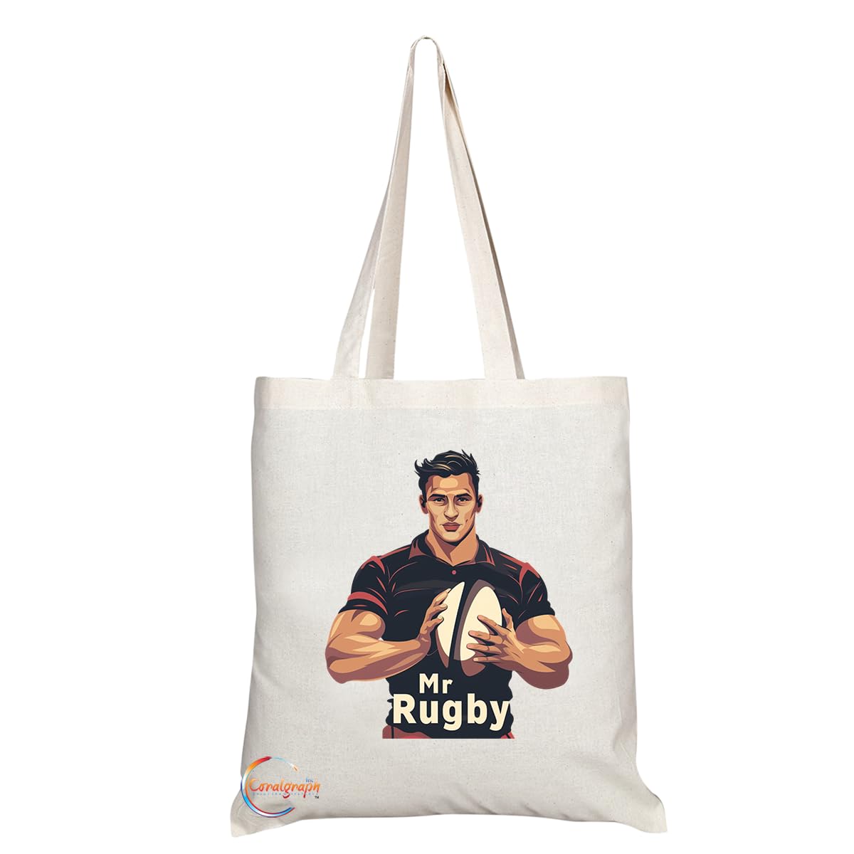 TB1704 Mr Rugby Tote Bag - Great for Rugby Players, Rugby Fans, Sports Enthusiasts - Sustainable, Stylish, Long Handled, Durable and Reusable